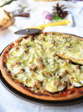 Eggplant and Green Pepper Pizza