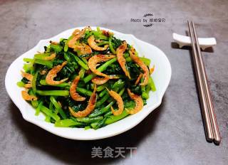 Stir-fried Krill with Garlic and Chrysanthemum recipe