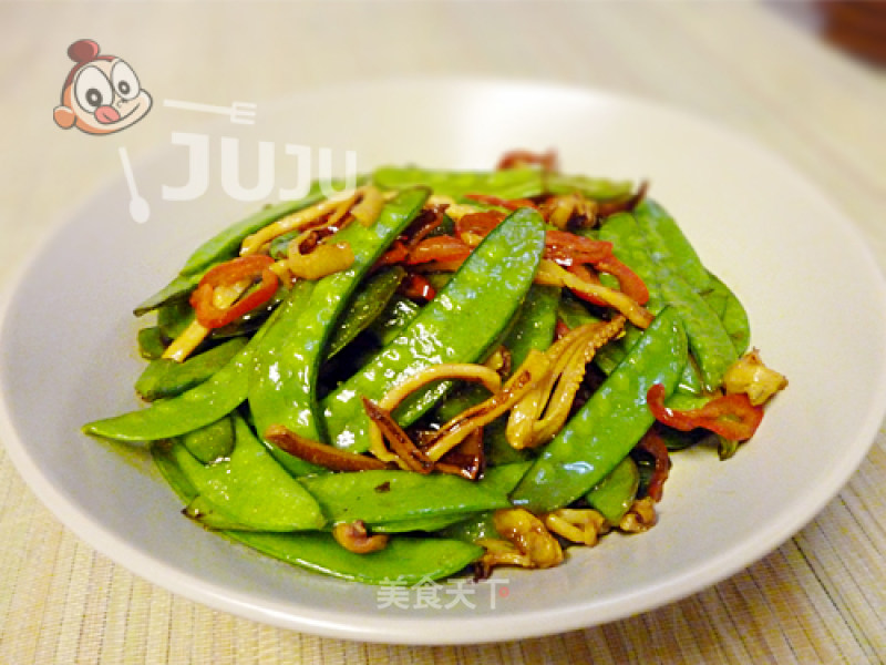 Stir-fried Snow Peas with Dried Squid recipe