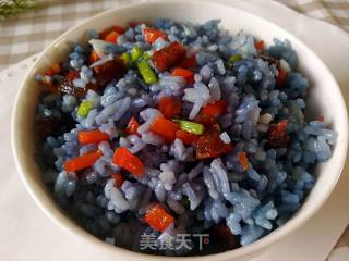 Fried Rice with Butterfly Pea Flower recipe