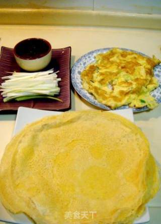 Shandong Characteristic Farmhouse Rice "pancake Rolls with Green Onions" recipe