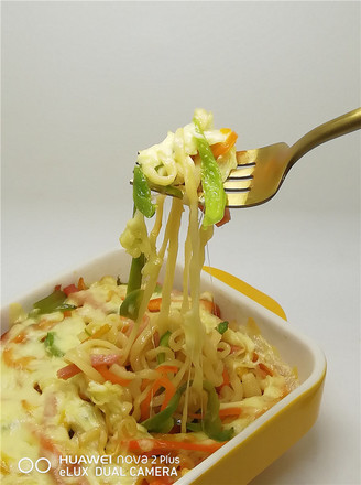 #中卓炸酱面# Baked Noodles with Colored Pepper and Ham recipe