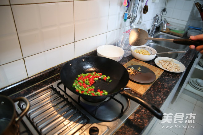 Potatoes, Chicken Nuggets and Chili Noodles recipe