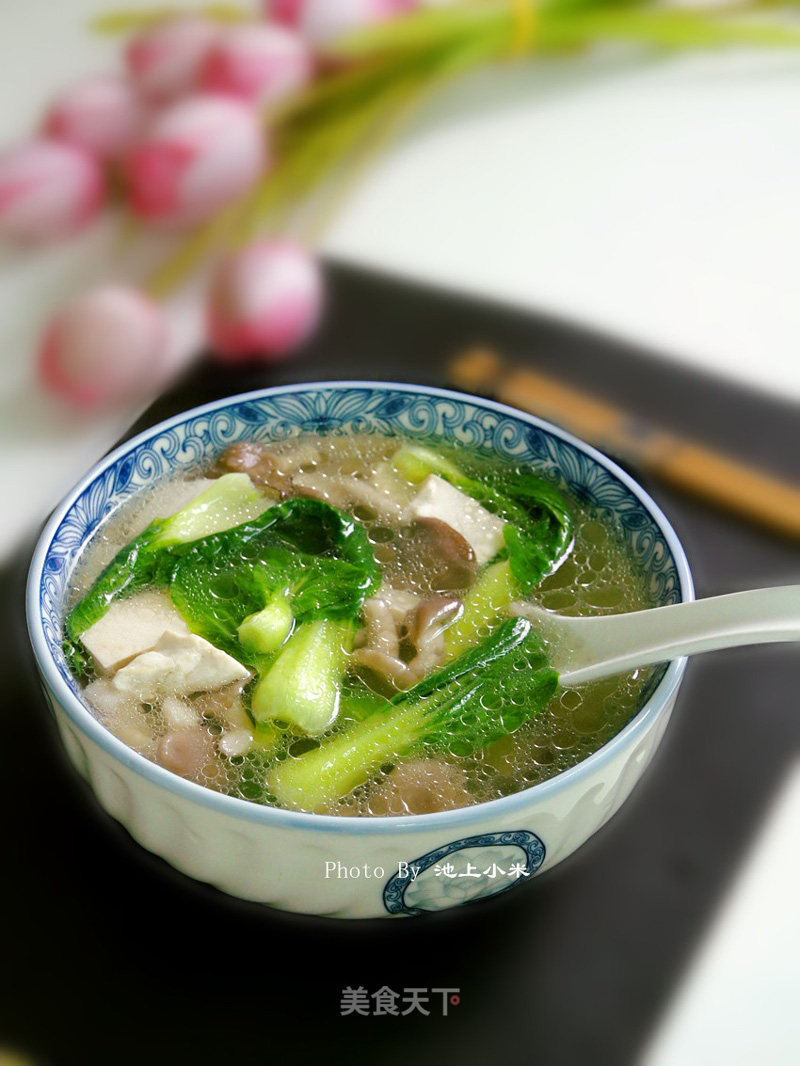 Mushroom Rape Tofu Soup recipe