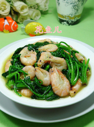 Stir-fried Spinach with Jiangbai Shrimp