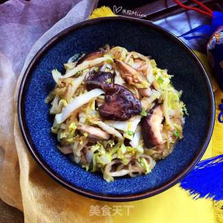 Stir-fried Vermicelli with Cabbage and Mushroom recipe