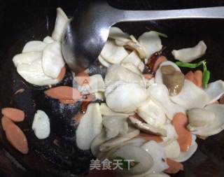 Fried King Pleurotus with Ham recipe