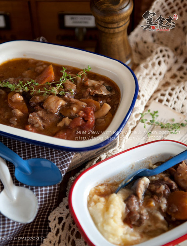 Red Wine Beef Stew with Mashed Potatoes recipe