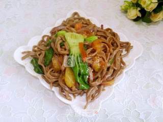 Fried Noodles with Black Rice Water and Noodles recipe