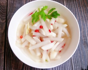 Hot and Sour Crispy Pickled Radish Sticks recipe