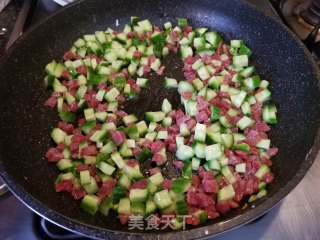 Fried Rice with Cucumber Sausage and Egg recipe