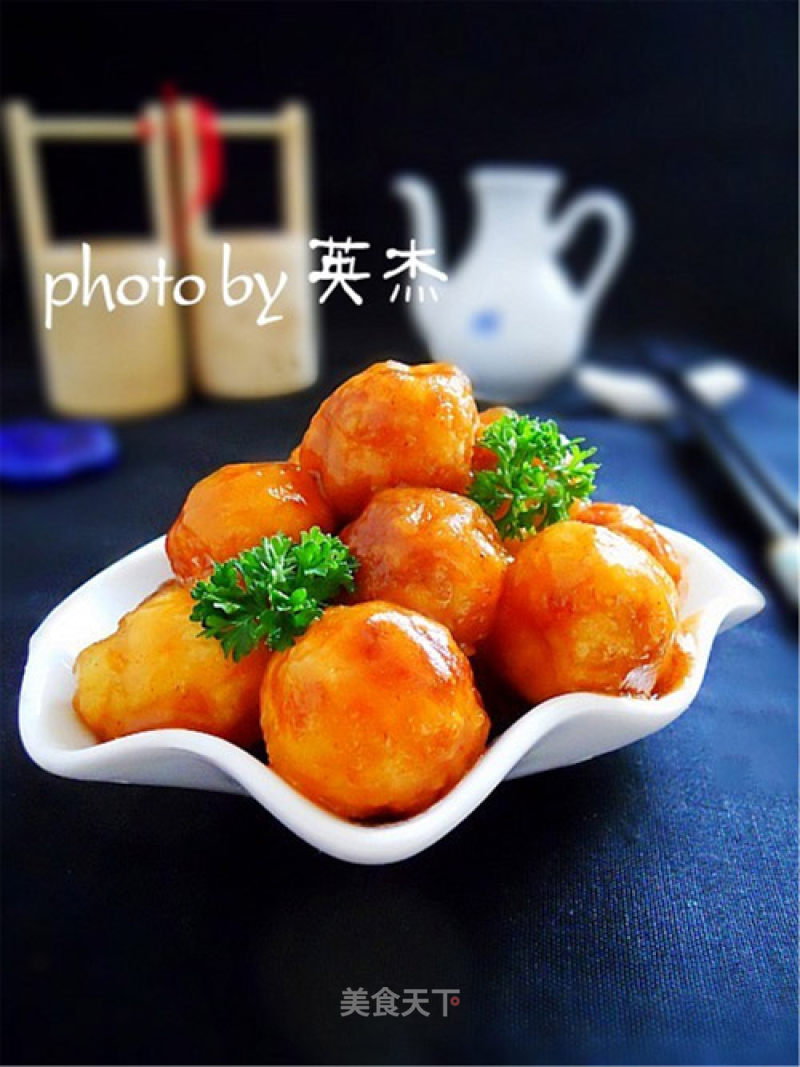 Simmered Golden Balls in Tomato Sauce recipe