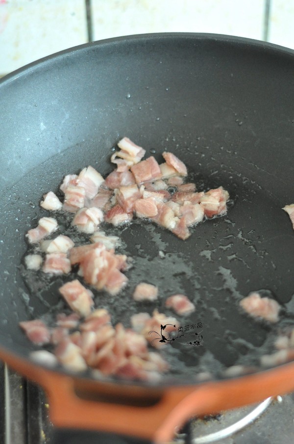 Fried Rice with Bacon and Colorful Vegetables recipe