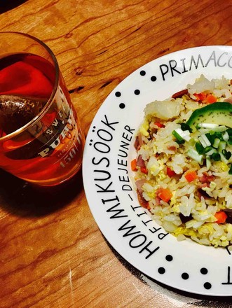 Fried Rice with Butter Bacon and Vegetable Egg recipe