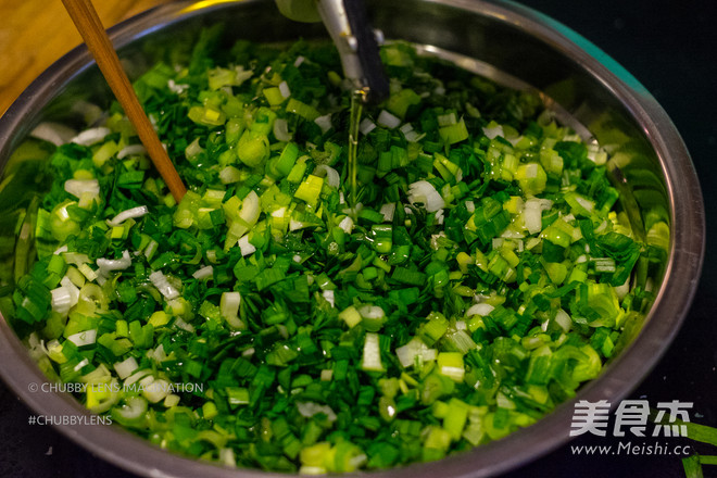 Fried/cooked Chives and Meat Handmade Dumplings recipe