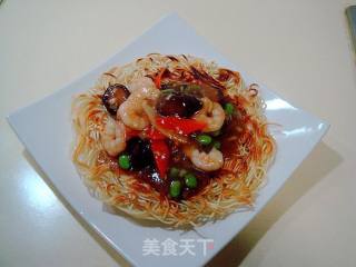 Baked Noodles with Fresh Shrimp recipe