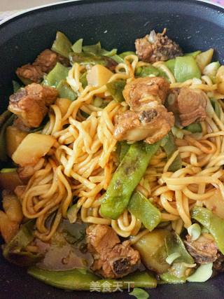 Braised Noodles with Pork Ribs and Beans recipe