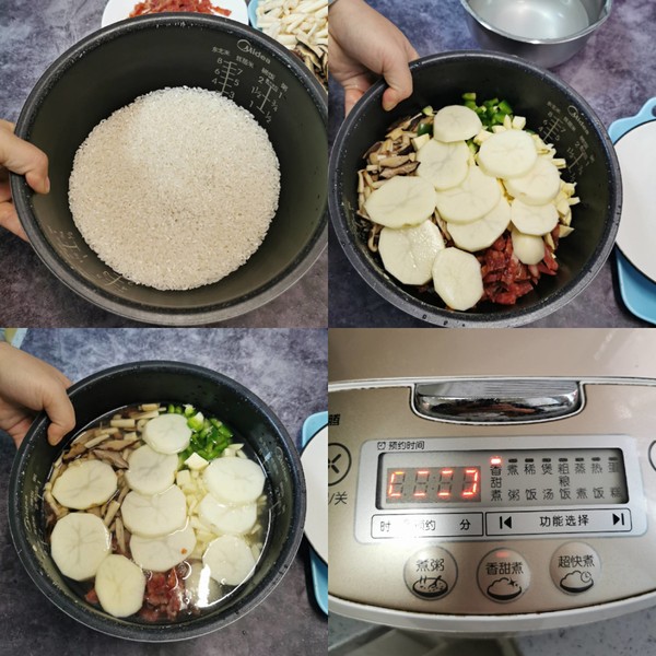 Braised Rice with Sausage, Mushroom and Potato recipe