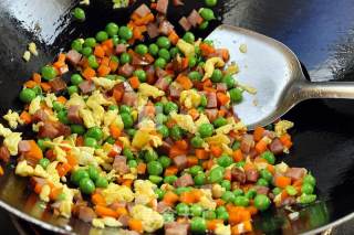 Fried Rice with Red Sausage and Colorful Eggs-an Exquisite Dinner for One Person recipe