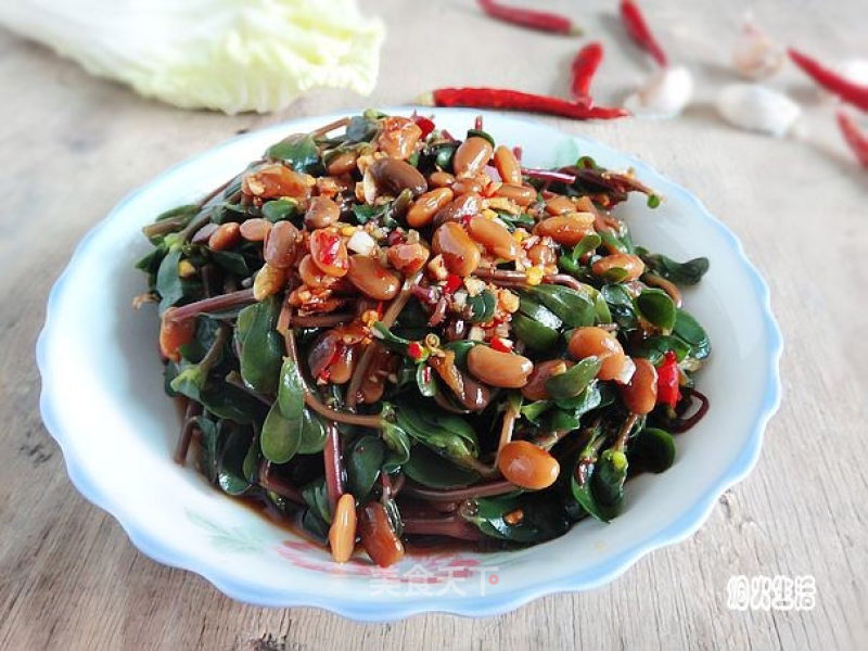 Purslane with Water Tempeh recipe