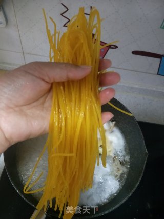 Shrimp, Greens, Corn Noodles recipe