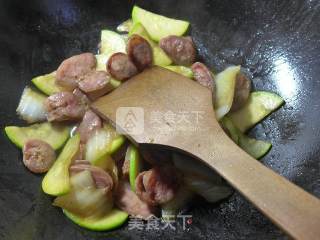 Stir-fried Zucchini with Cabbage Stalks and Spicy Sausage recipe