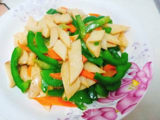 Stir-fry with Green Pepper, Oyster Mushroom and Carrot recipe