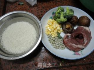 A Nutritious Lunch for Two-----mushroom Meat Cake Nest Egg Rice recipe