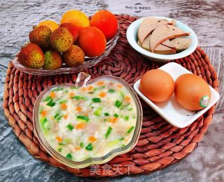 #快手饭#pig's Head Meat, Leek and Carrot Porridge recipe