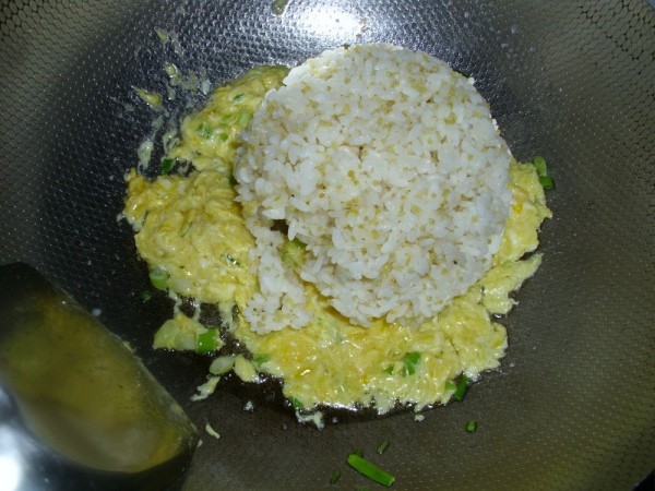 Fried Rice with Lettuce Leaves and Egg recipe