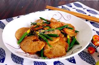 Stir-fried Pork Roll with Top Flower and Cucumber recipe