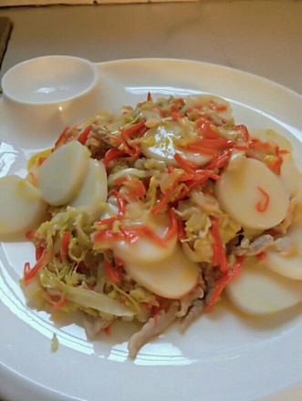 Stir-fried Rice Cake with Cabbage and Pork recipe