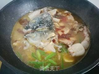 Grilled Fish Head and Fish Bone with Seafood Mushroom recipe