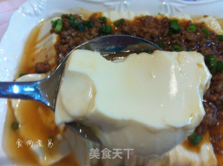 Steamed Tofu with Minced Pork in Oyster Sauce recipe