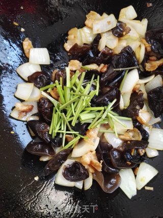 Stir-fried Pork Belly with Black Fungus and Onion recipe