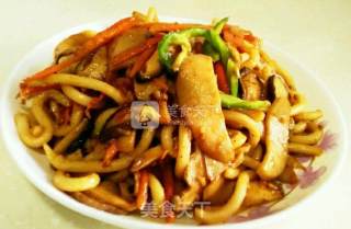 Fried Udon with Double Mushroom recipe