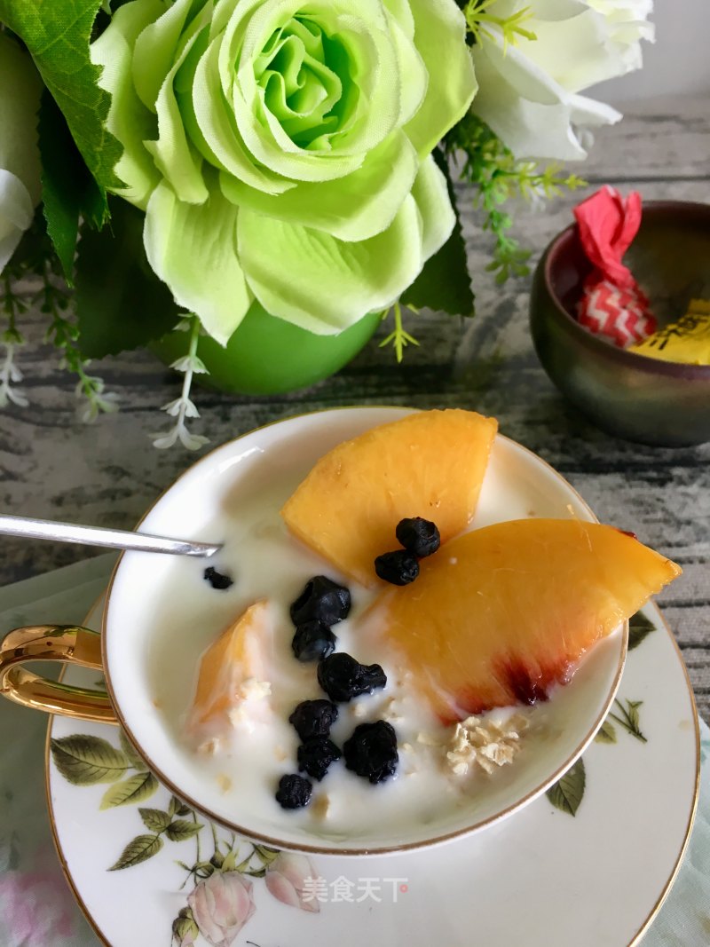 Yellow Peach Oatmeal Flavored Milk recipe