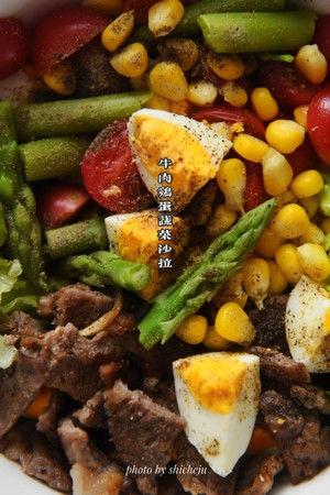 Light Food Series--beef, Egg, Vegetable Salad recipe