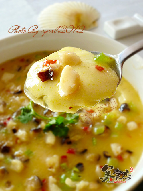 Colorful Steamed Custard with Fresh Shells recipe
