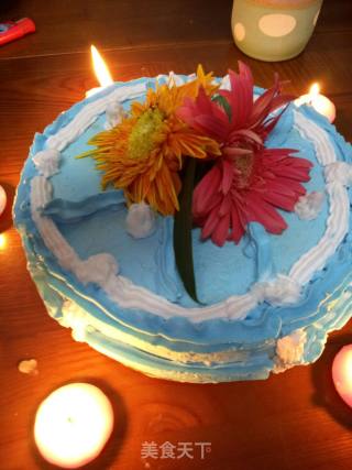 Blue Sky and White Clouds Birthday Cake recipe