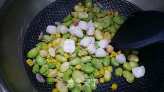 Stir-fried Broad Beans with Scallops and Horseshoe recipe