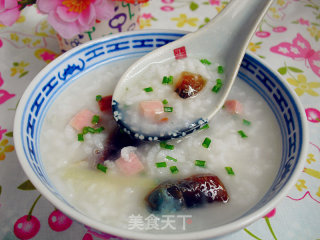 Congee with Preserved Egg and Ham recipe