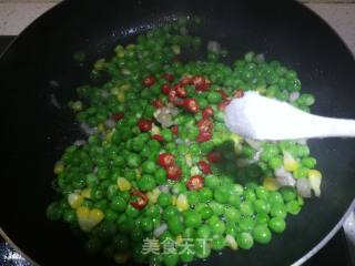 Fried Diced Pork with Peas and Corn recipe