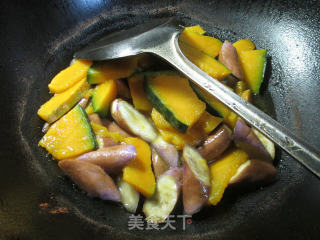 Fried Japanese Pumpkin with Eggplant recipe