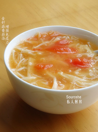 Enoki Mushroom and Tomato Soup recipe