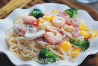 Bacon and Shrimp Spaghetti-super Detailed Steps to Explain The White Sauce Spaghetti recipe