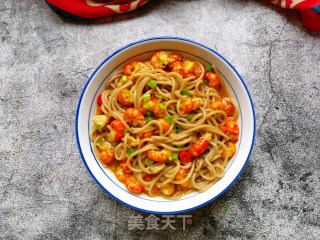 Garlic Lobster Topped Noodles recipe