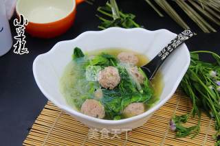 Spinach Vermicelli Meatball Soup recipe