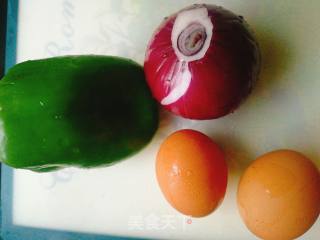 Scrambled Eggs with Purple Onion and Green Pepper recipe