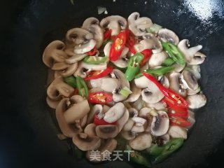 Stir-fried Mushrooms with Green and Red Pepper recipe